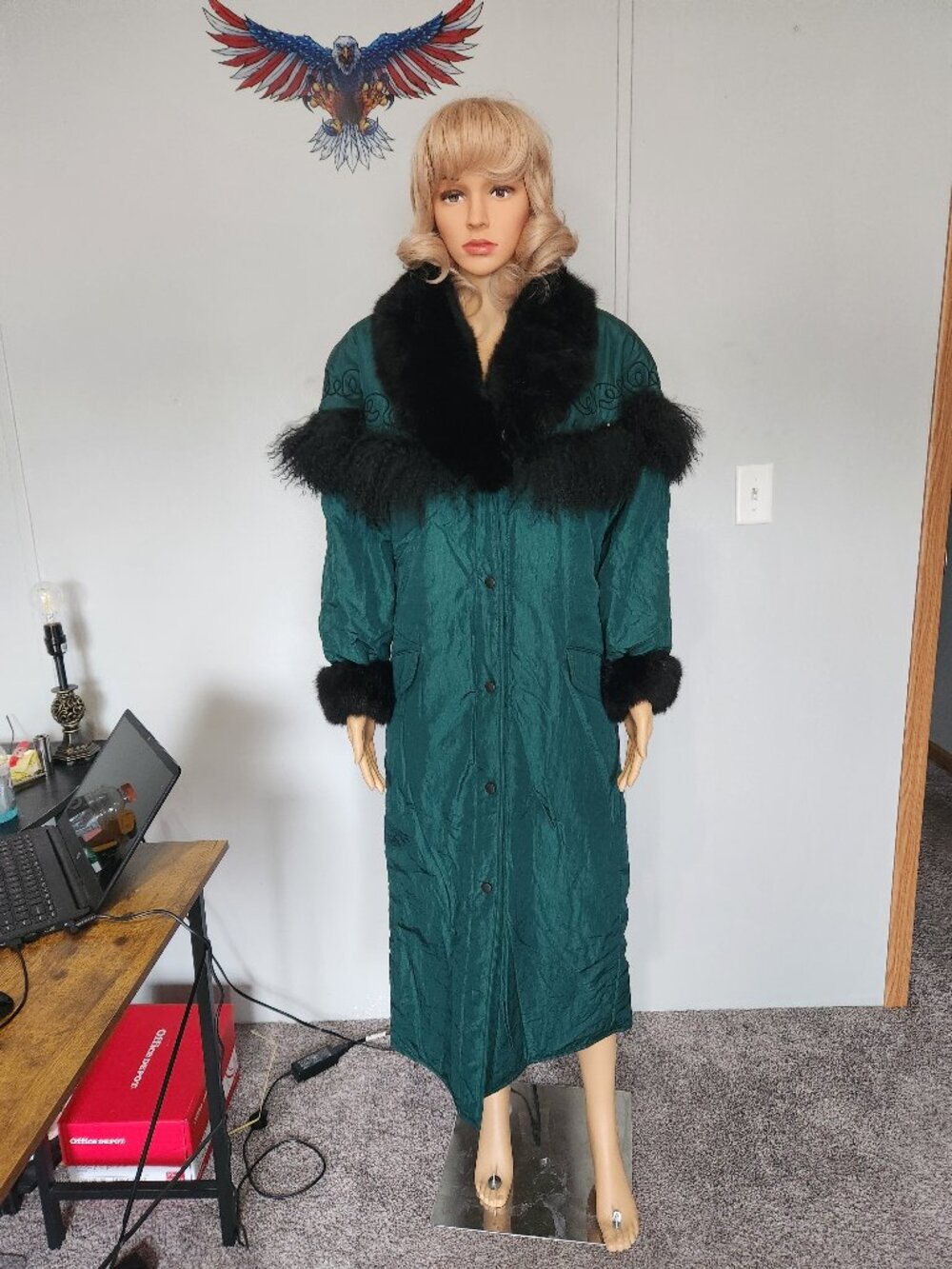 #819 Nylon /rabbit/Mongolian fur full lenght coat